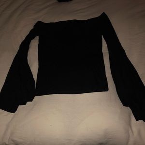 Free People Black Off-the-Shoulder Bohemian Sleeve